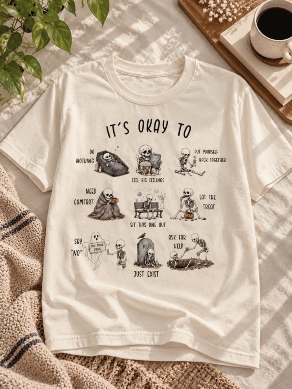 Skeleton Halloween Shirt, Mental Health Spooky Season Tee